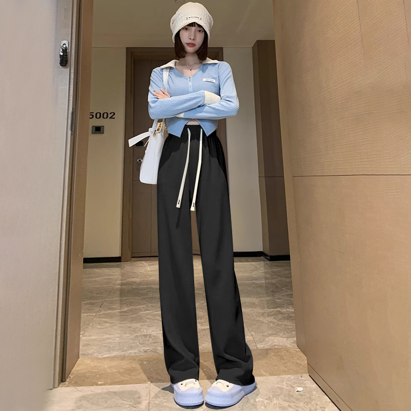 フレアパンツ リラックス紐付きワイドフレアパンツ