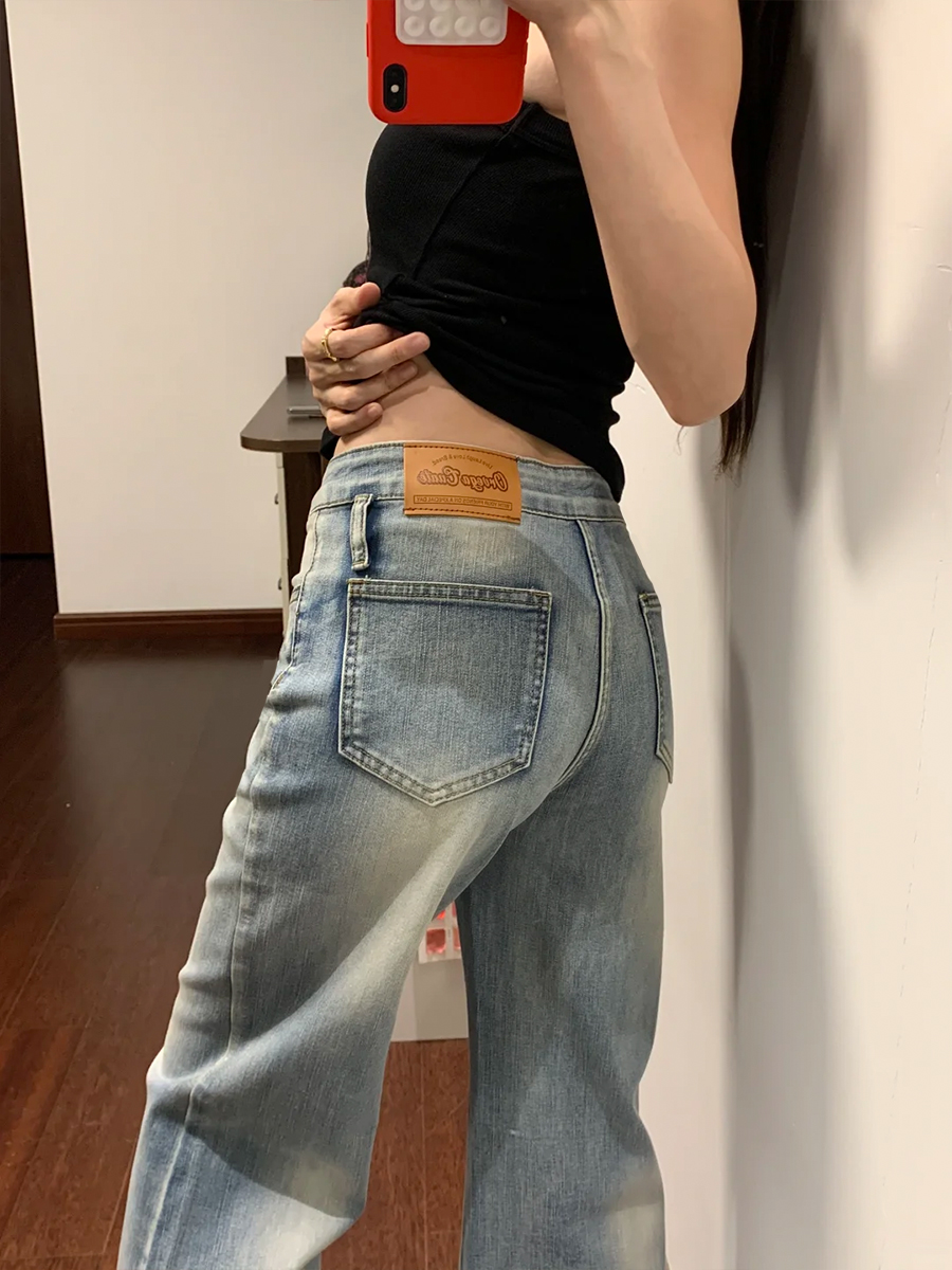フレアパンツ ヴィンテージ風ワイドフレア美脚デニムパンツ