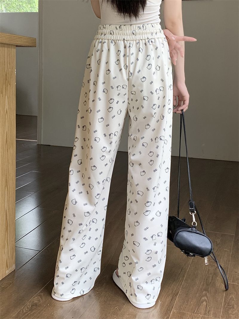 フレアパンツ 小さな図柄がかわいいゆったりフレアパンツ