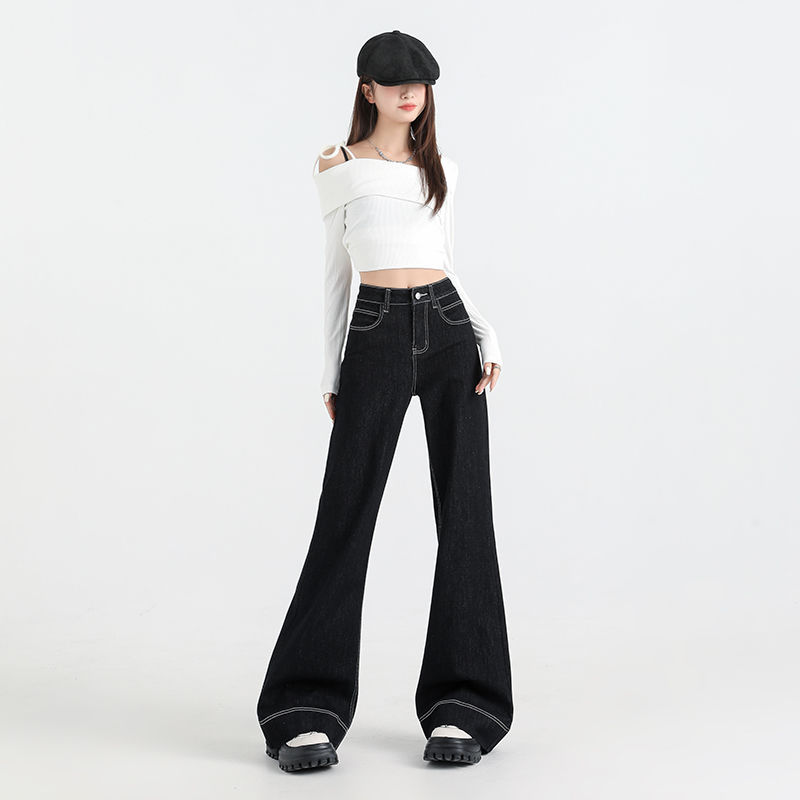 ヴィンテージ風広がり裾ハイウエストフレアパンツ