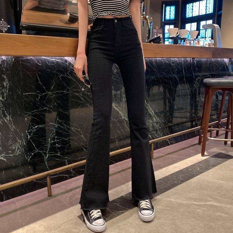 フレアパンツ 美脚見せハイウエストフレアパンツデニム