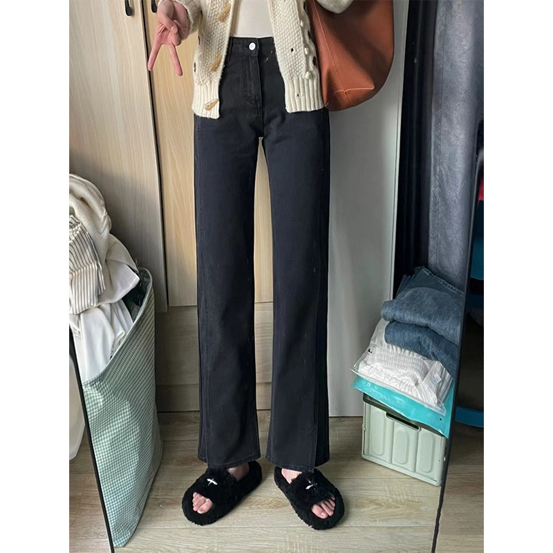 フレアパンツ 裾広がりシルエット美脚フレアデニムパンツ