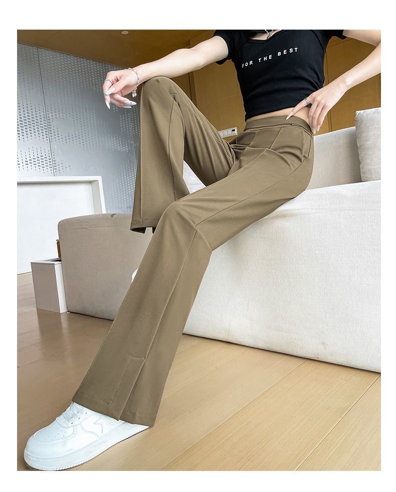 フレアパンツ すっきり美脚フレアスラックス