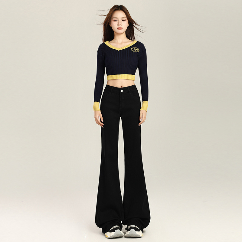 フレアパンツ 美脚見せハイウエストフレアパンツデニム