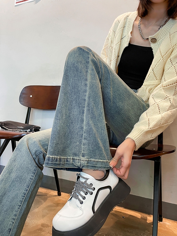 フレアパンツ 復刻風ハイウエストフレアデニム