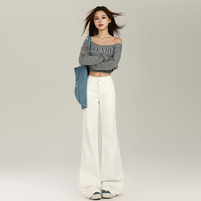 フレアパンツ 美脚見せハイウエストフレアパンツデニム