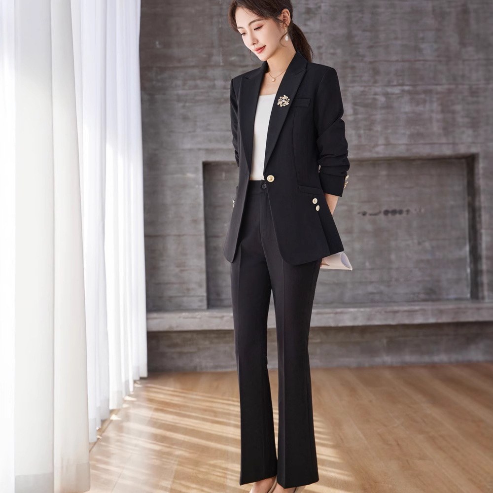 フレアパンツ エレガント美脚フレアパンツスーツセット