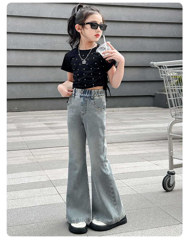 フレアパンツ すっきり美脚フレアデニム　子供用