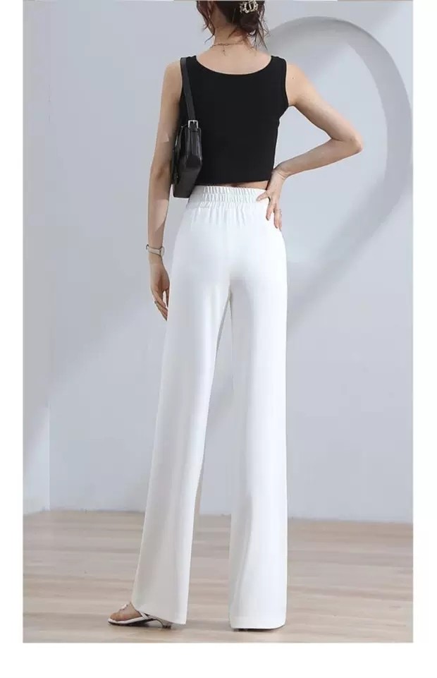 フレアパンツ ロゴ入りウエストベルト付きフレアスラックス