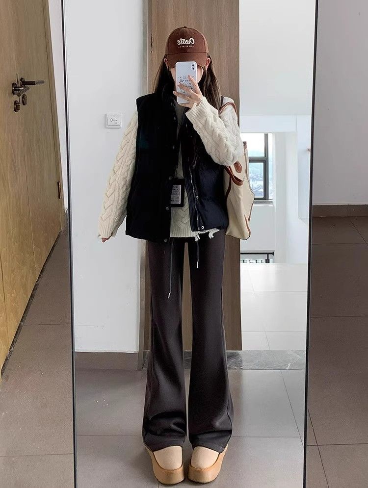 フレアパンツ レース重ね着風フレアスウェットパンツ