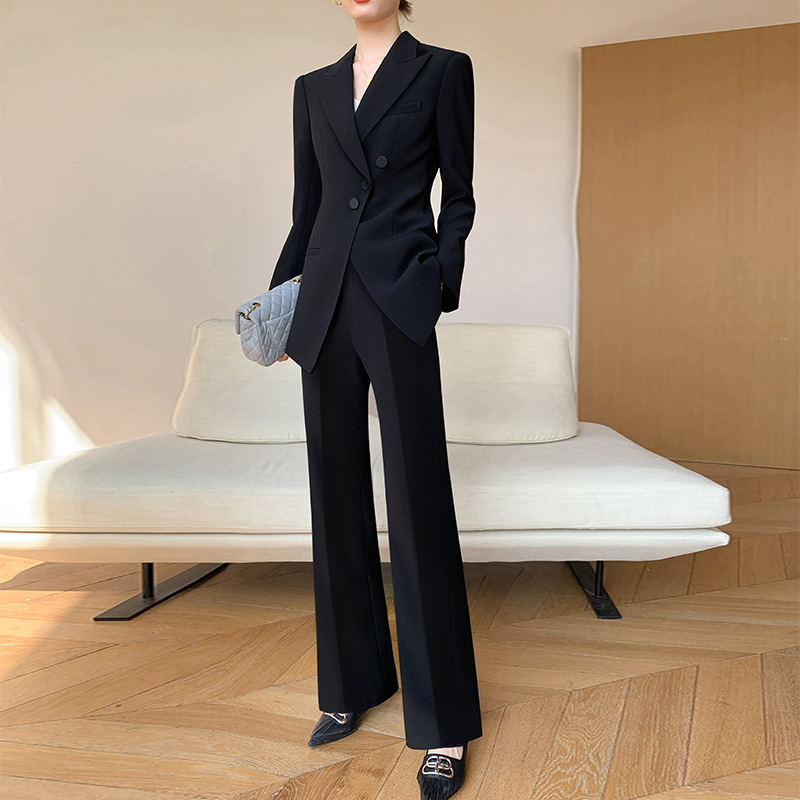 フレアパンツ 裾広がり美脚フレアパンツスーツ上下セット