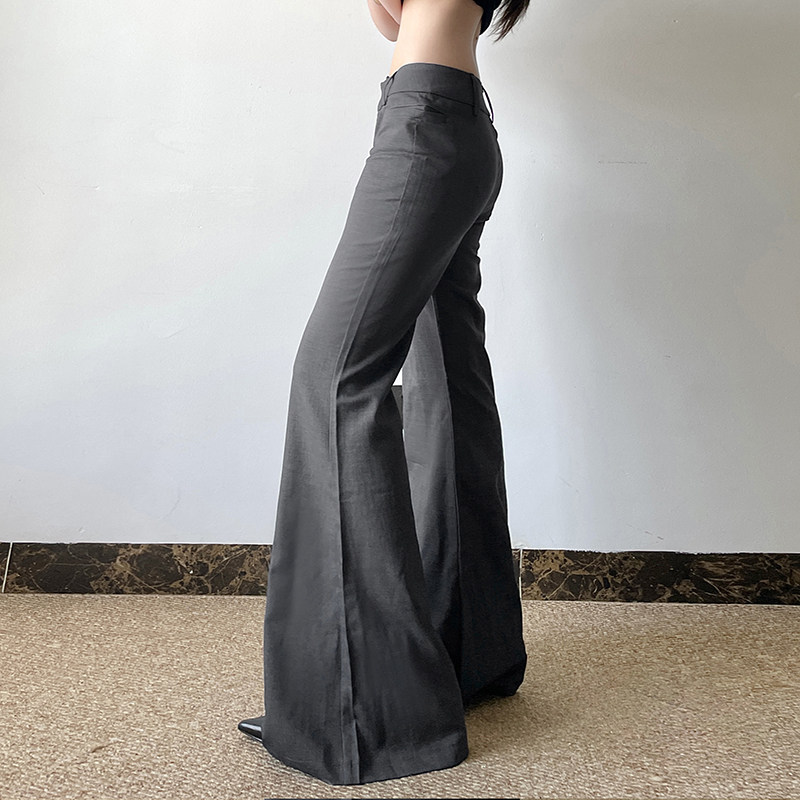 フレアパンツ 美脚効果抜群のハイウエストフレアスラックス