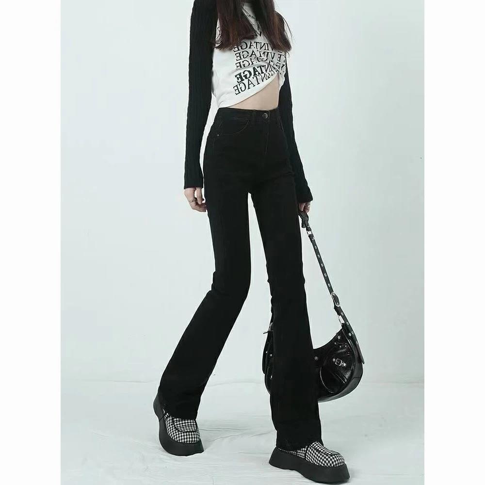 フレアパンツ 美脚見せハイウエストフレアパンツデニム