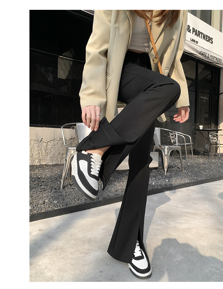フレアパンツ スリットデザイン フレアスラックス