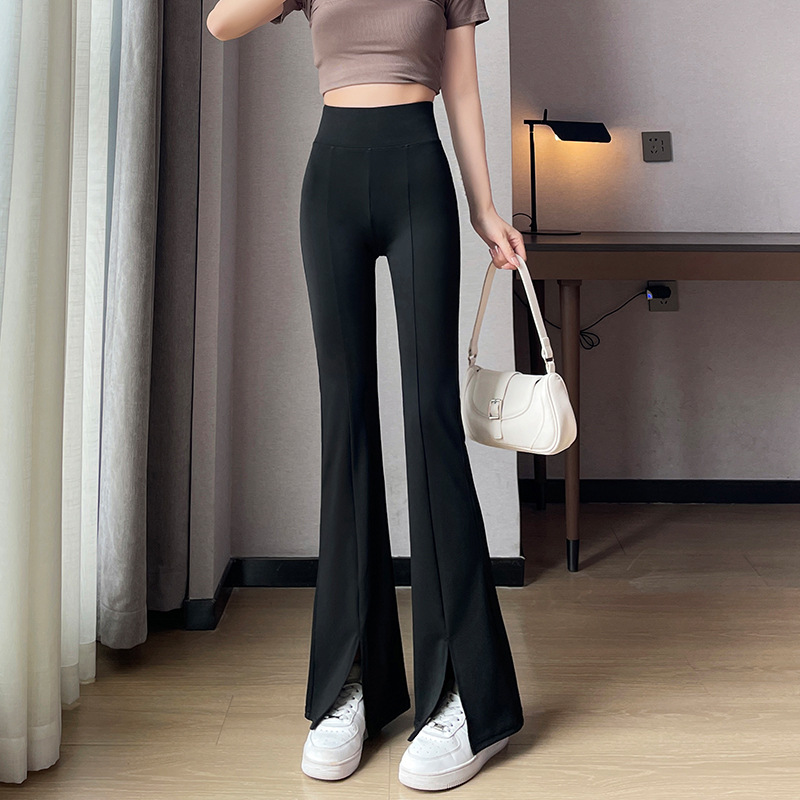 フレアパンツ すらりと美脚フレアスラックス