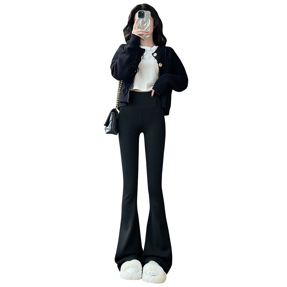 裏起毛フレアパンツ 美脚見え高腰フレアパンツレギンス