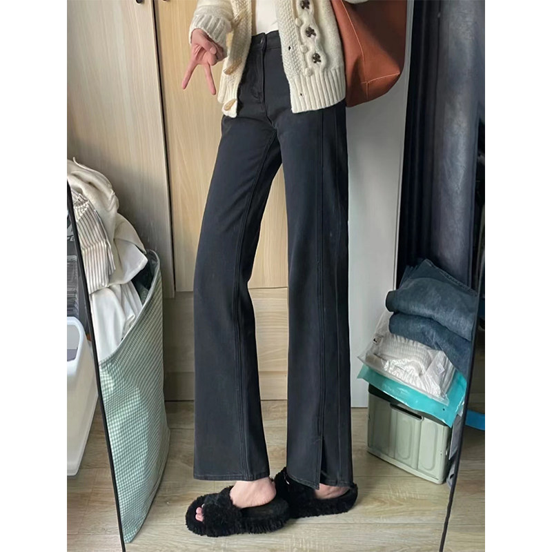 フレアパンツ 裾広がりシルエット美脚フレアデニムパンツ