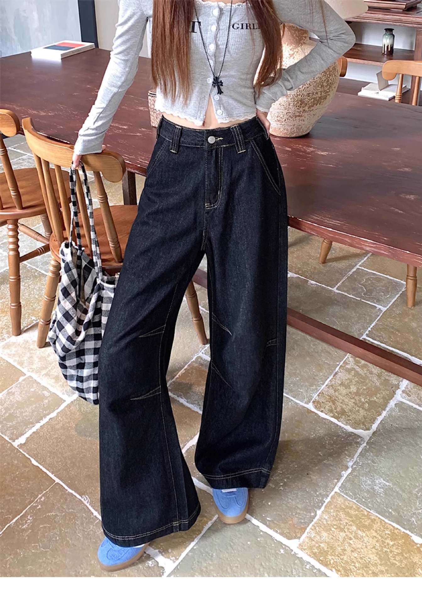 フレアパンツ 裾広がり美脚シルエット デニムワイドパンツ