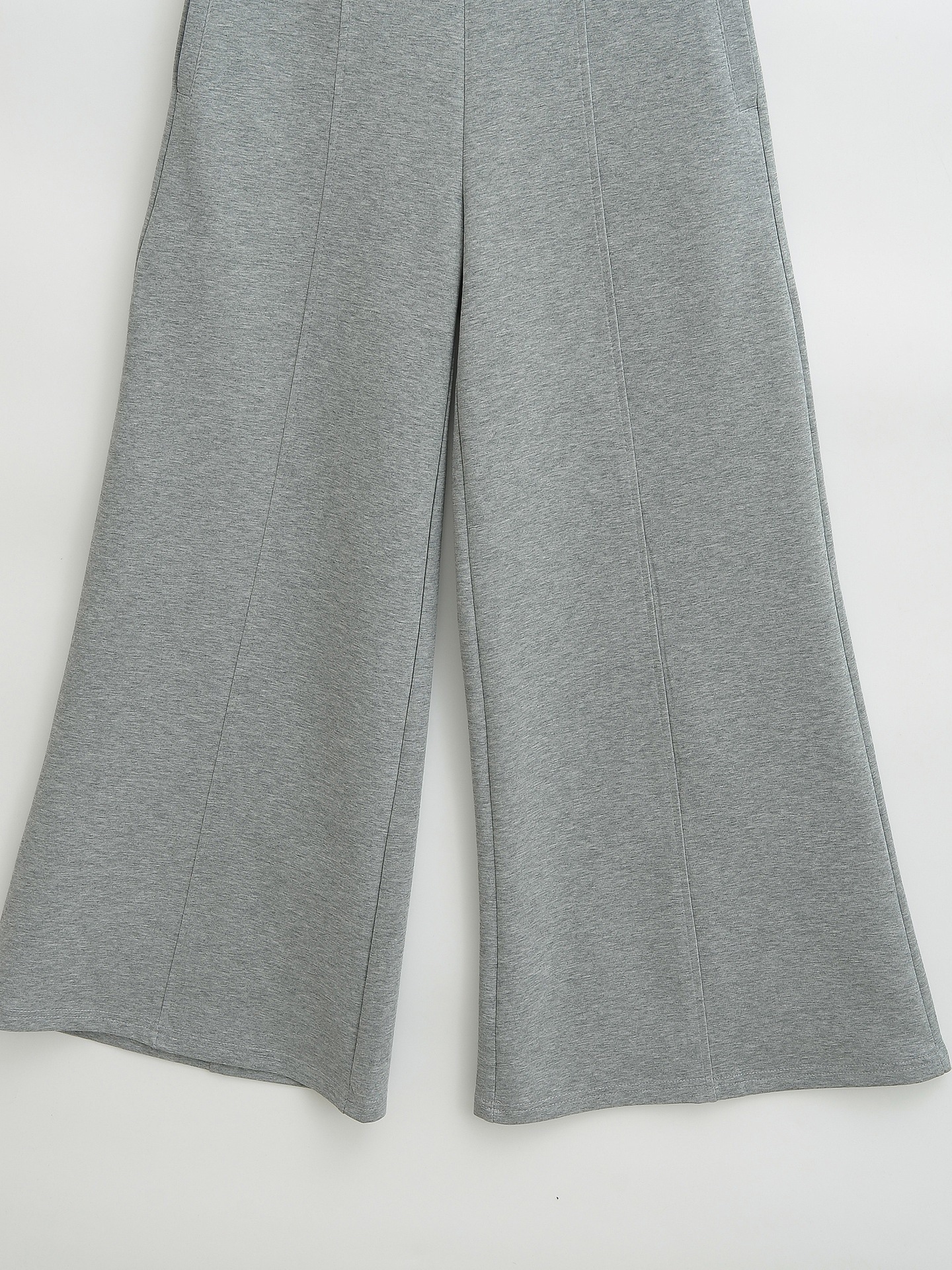 フレアパンツ ゆったりリブウエストフレアパンツ