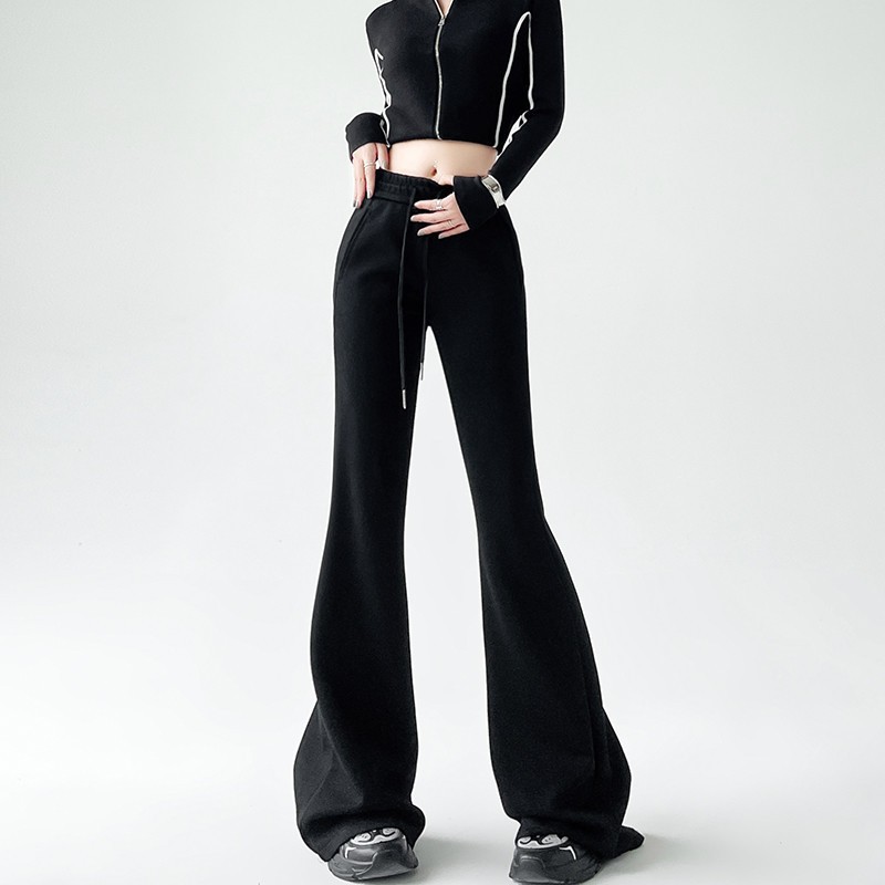 フレアパンツ 裾広がりシルエット美脚スウェットフレアパンツ