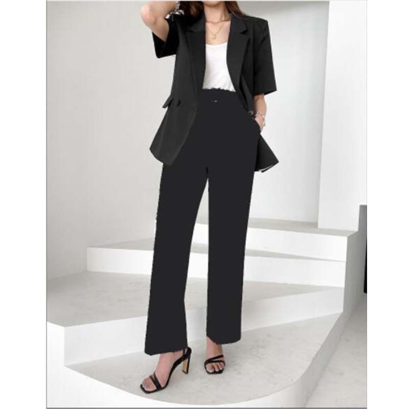 フレアパンツ 半袖テーラードジャケット フレアパンツスーツセット