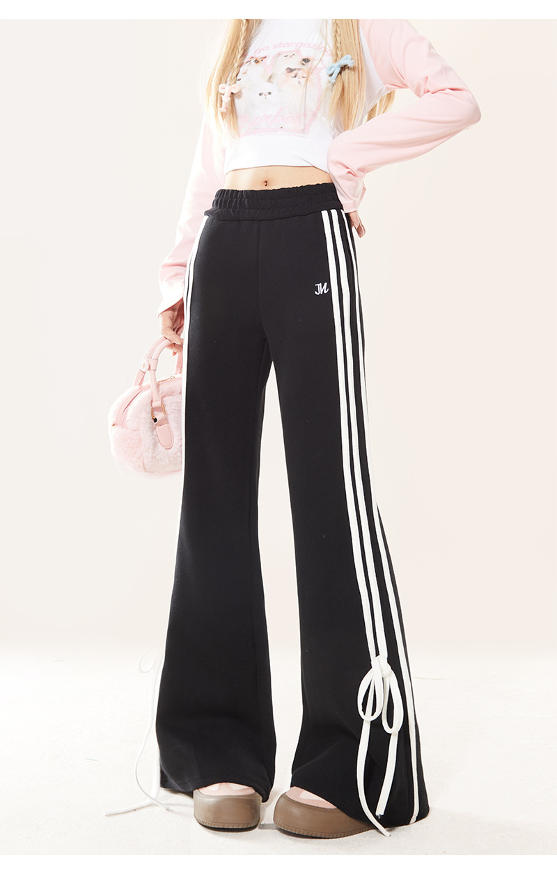 フレアパンツ サイドライン入りスウェットフレアパンツ