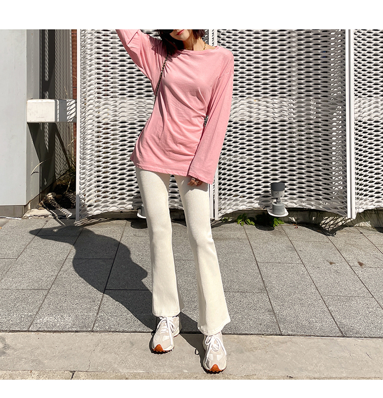 フレアパンツ なめらか美脚リブフレアパンツ