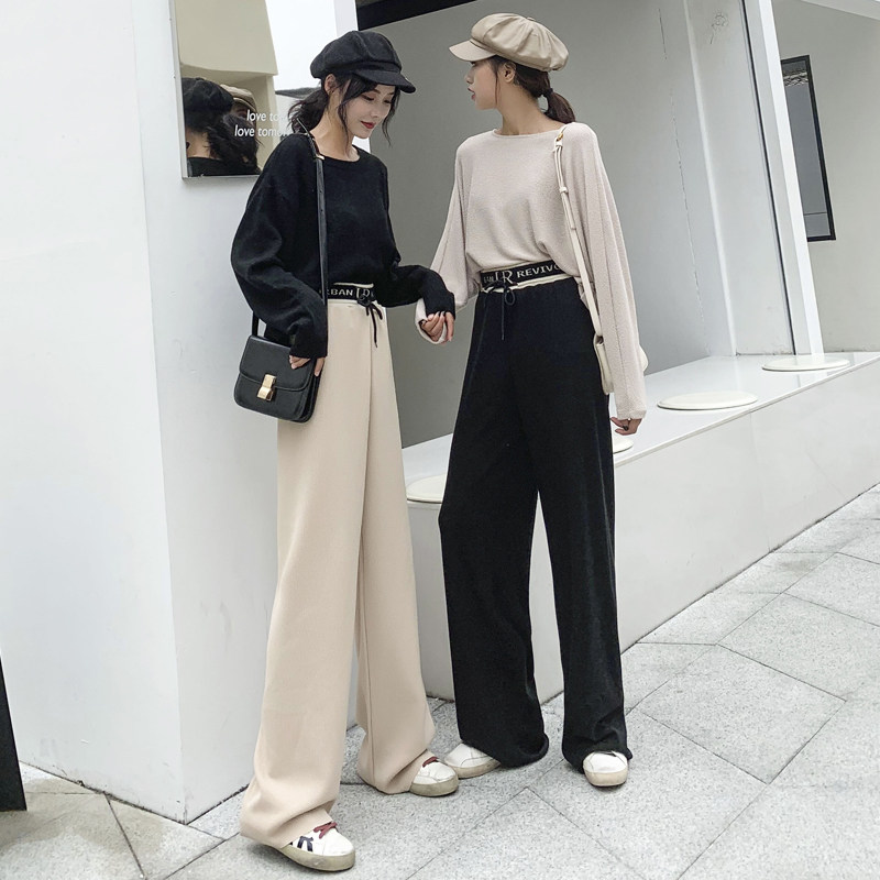 フレアパンツ リブウエストハイウエストフレアパンツ