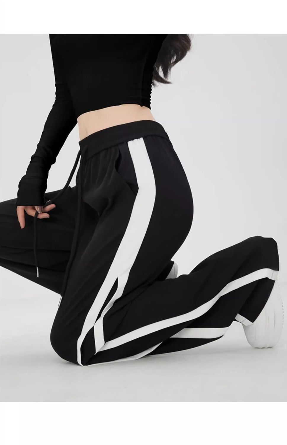 フレアパンツ サイドラインリブフレアパンツ
