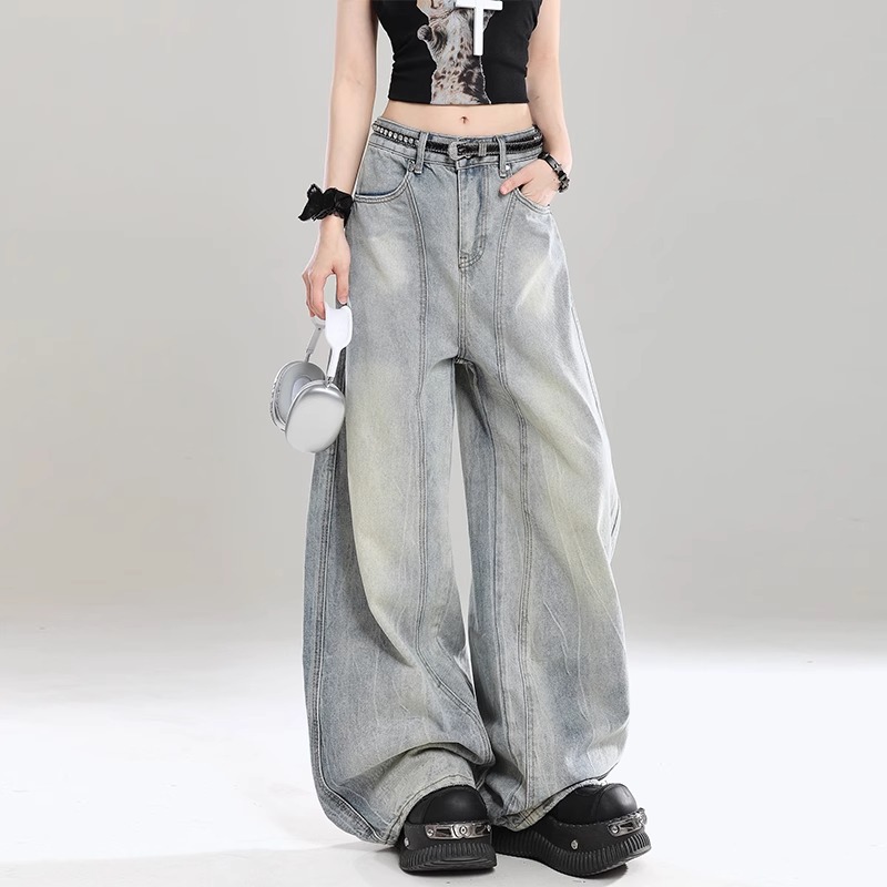 フレアパンツ ヴィンテージ加工ワイドフレアデニムパンツ