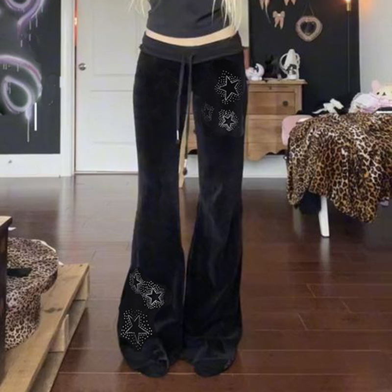 フレアパンツ 星柄装飾フレアスウェットパンツ