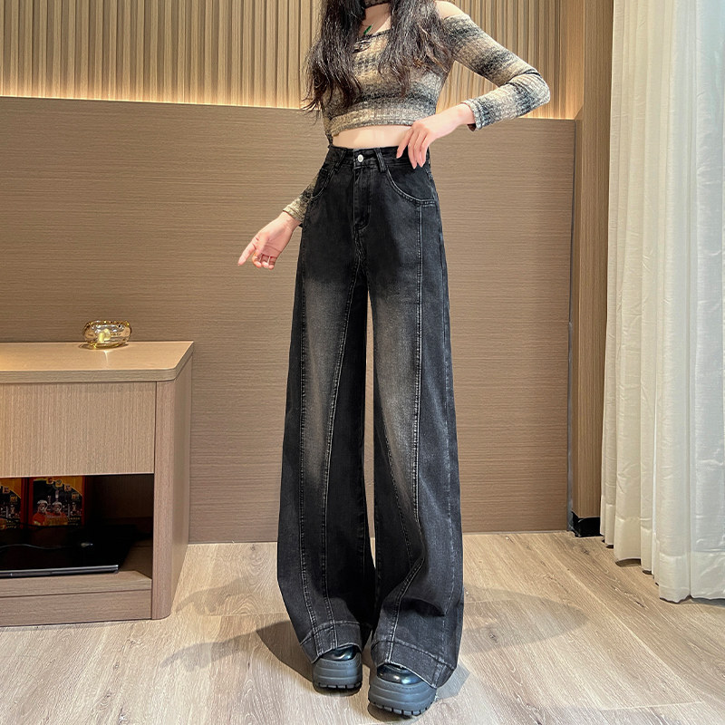 フレアパンツ ハイウエストワイドフレアデニムパンツ