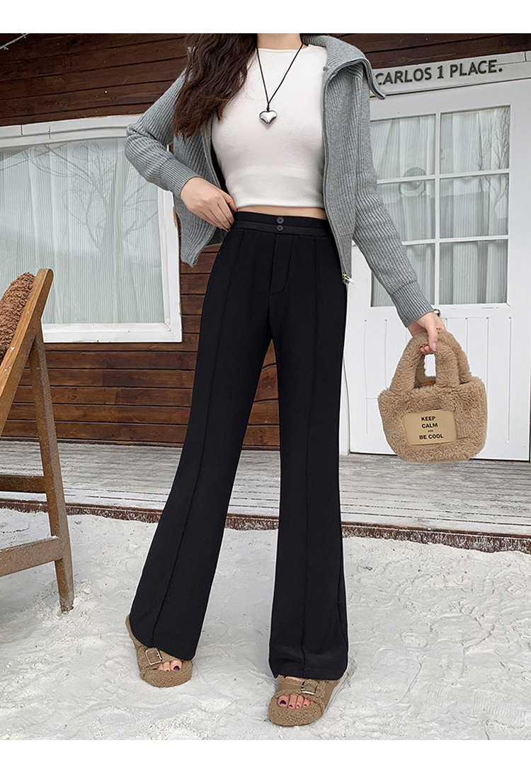 フレアパンツ 裾広がり美脚スラックス　