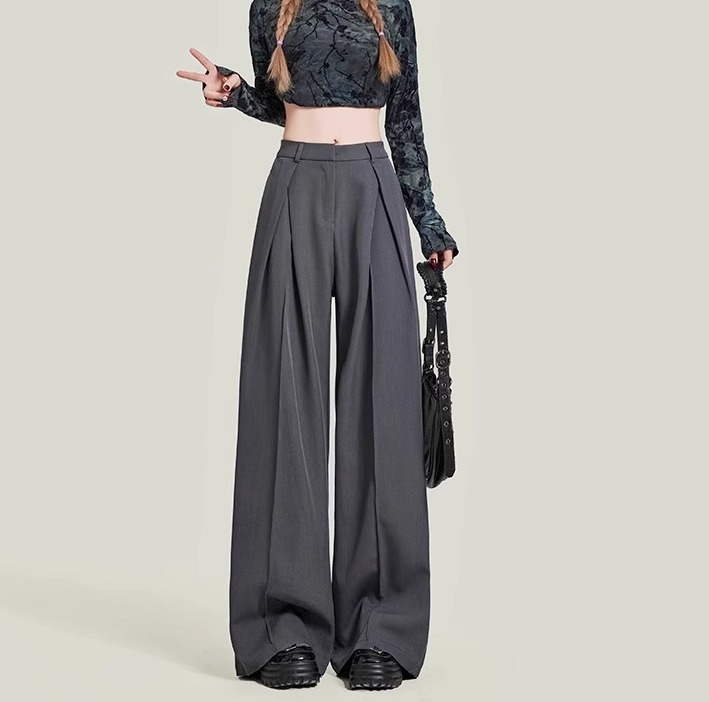 フレアパンツ ハイウエストタックフレアスラックスパンツ