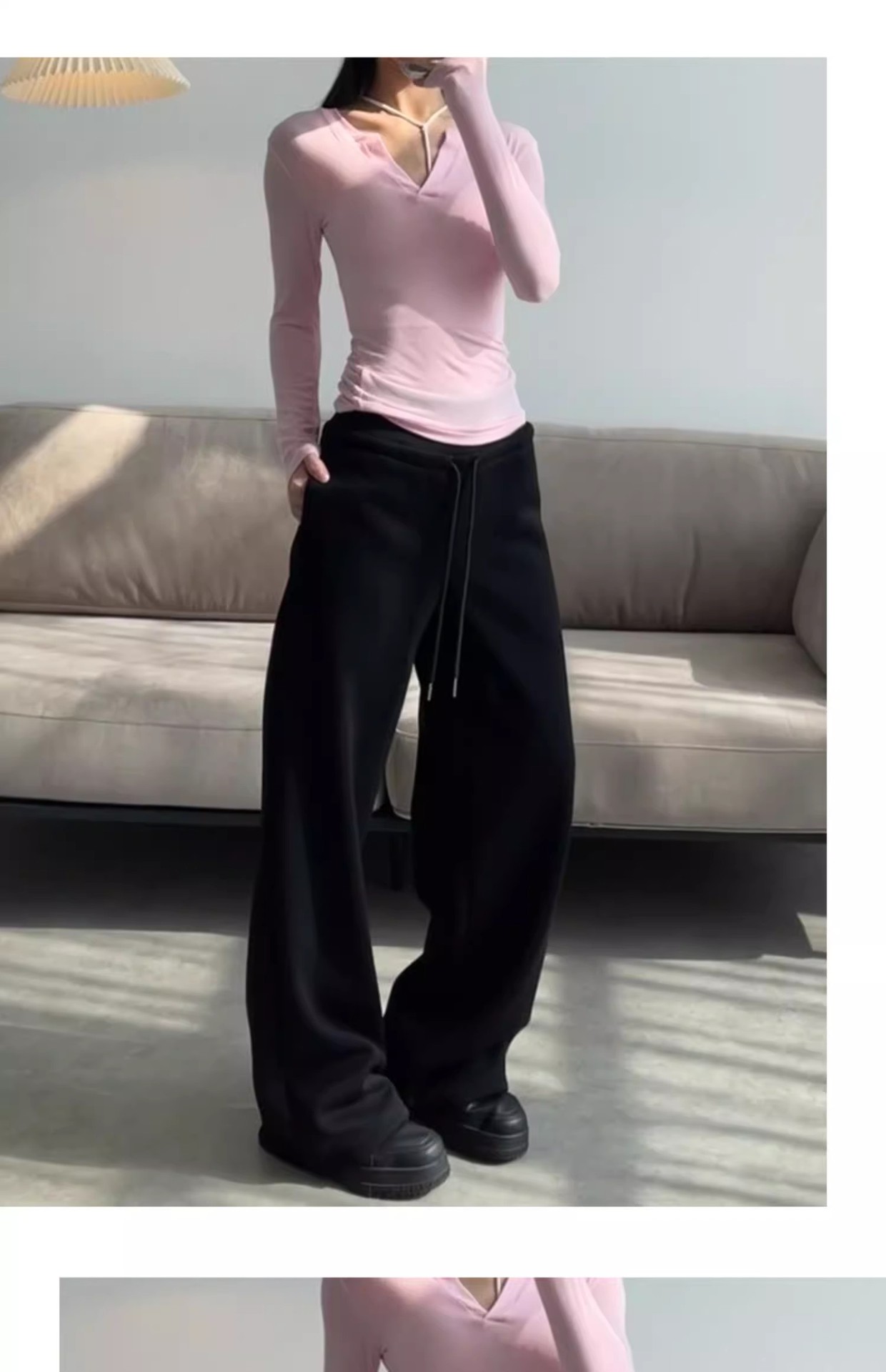 フレアパンツ ゆったり裾広がりあったかパンツ
