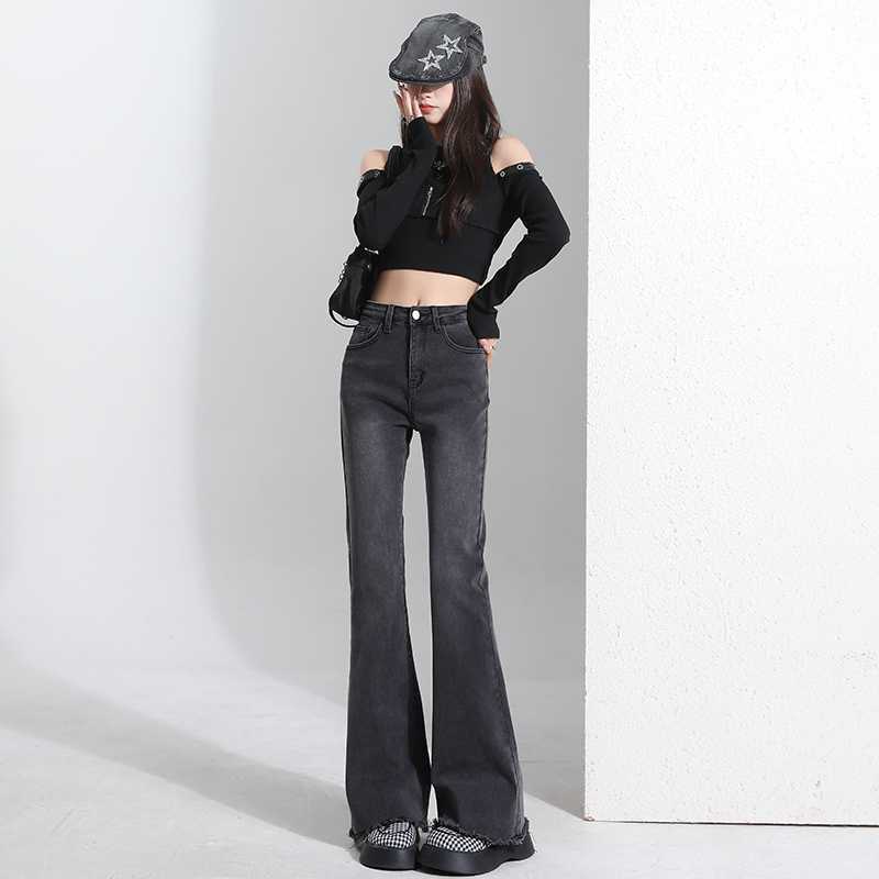 フレアパンツ 裾広がりシルエット美脚デニムパンツ