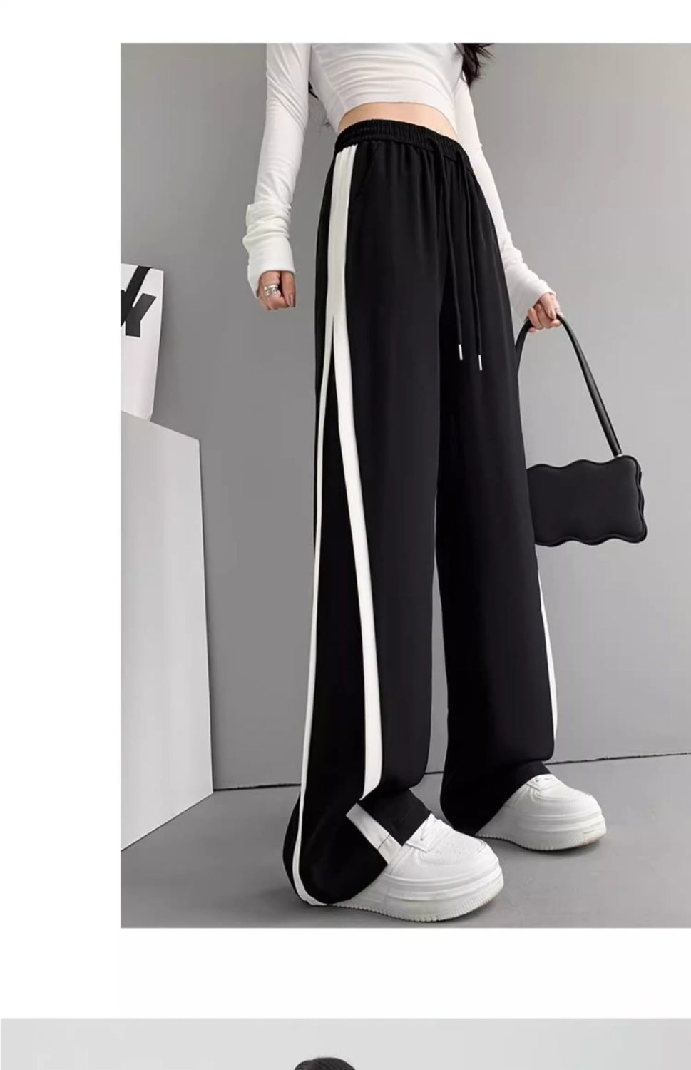 フレアパンツ サイドラインリブフレアパンツ