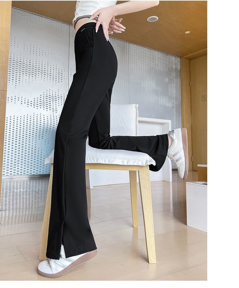 フレアパンツ すっきり美脚フレアスラックス