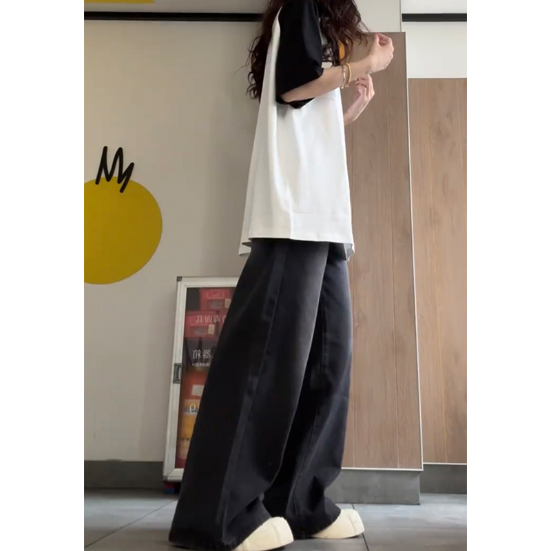 フレアパンツ ゆったりロングフレアデニム