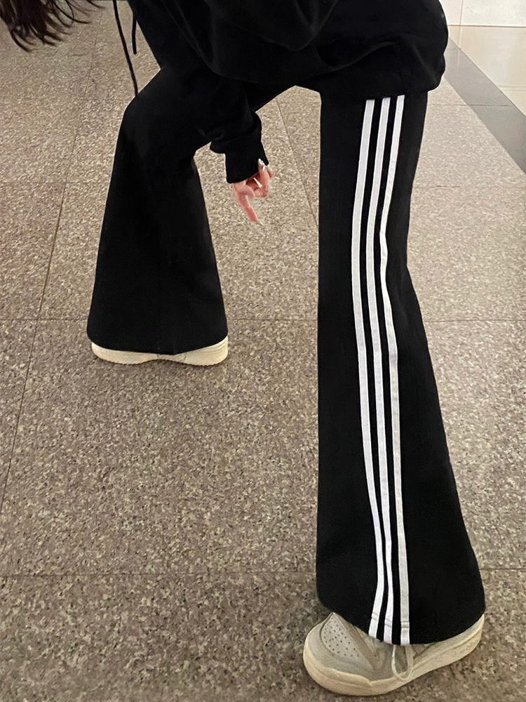 フレアパンツ 三本線ゆったりフレアパンツ