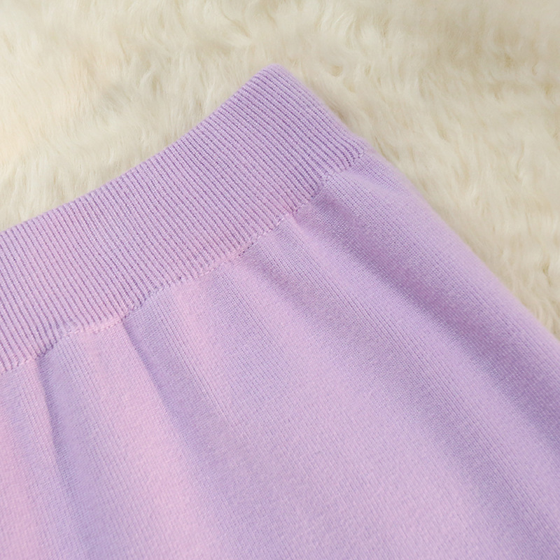 フレアスカート 裾フリンジニットフレアスカート