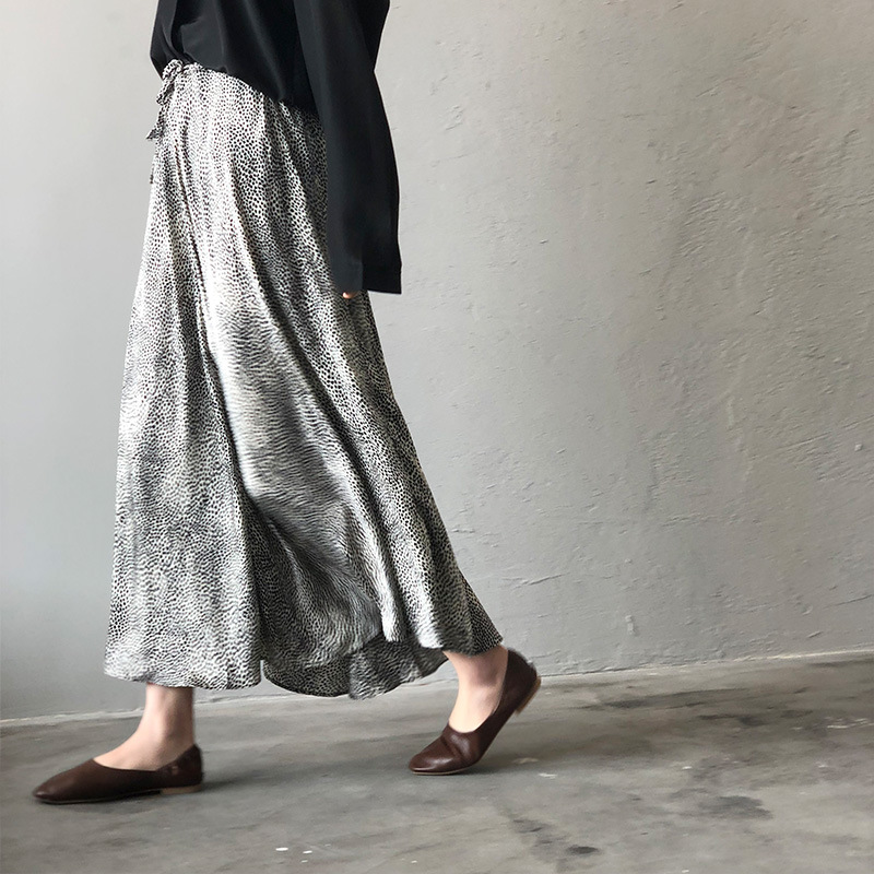 フレアスカート 豹柄マキシ丈マーメイドスカート 着痩せハイウエスト