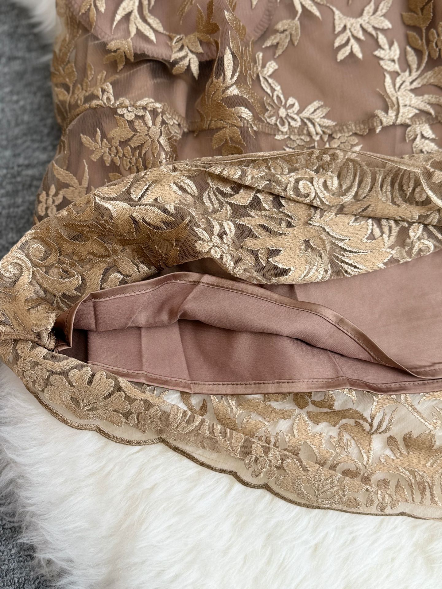 フレアスカート 花柄刺繍レース透け感エレガントフレアスカート