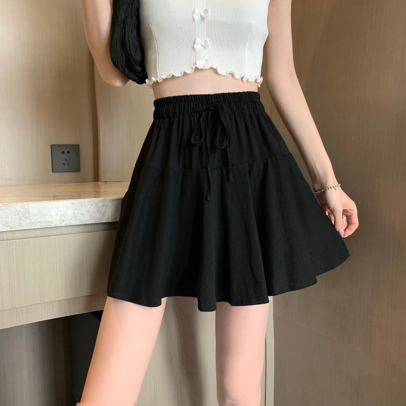フレアスカート ウエストリボン付きフレア広がるミニスカート