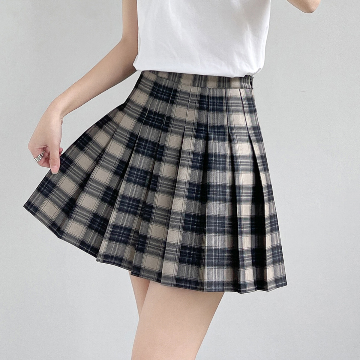 チェック柄プリーツフレアスカート