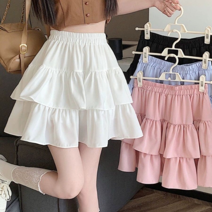 フレアスカート ティアードフリルミニスカート