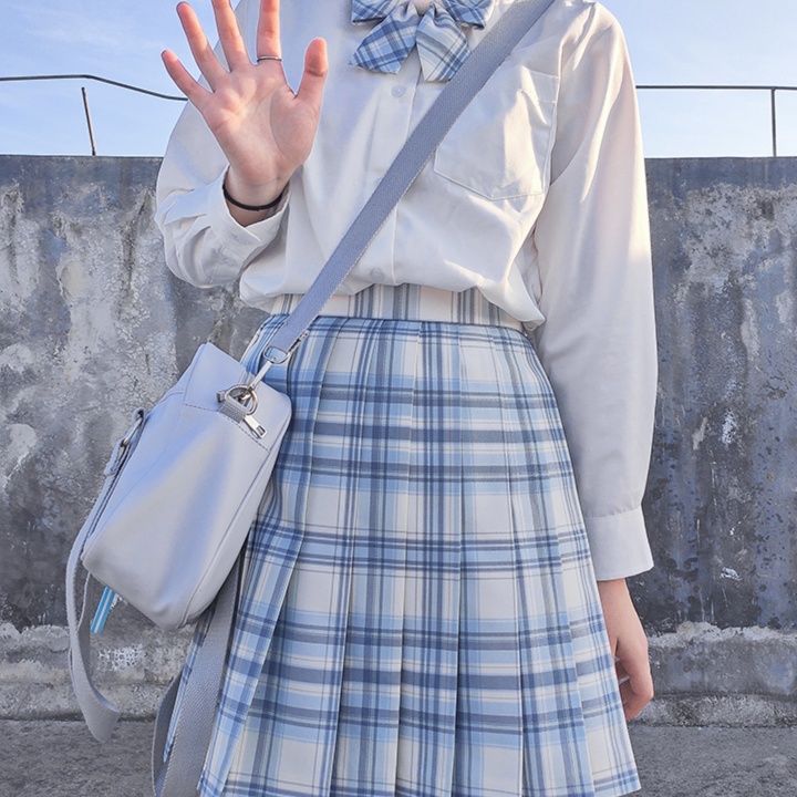 制服風チェック柄プリーツフレアスカート