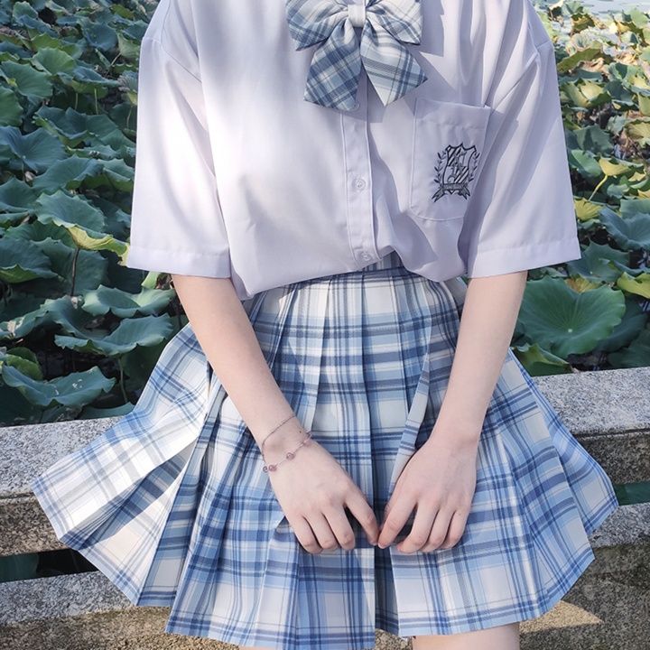 制服風チェック柄プリーツフレアスカート
