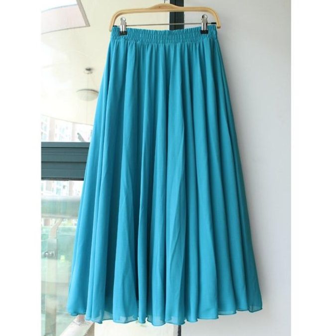 フレアスカート 上品な透け感シフォン素材フレア広がり長丈スカート