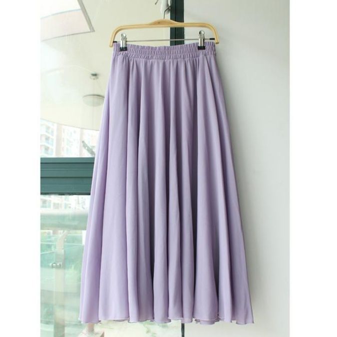 フレアスカート 上品な透け感シフォン素材フレア広がり長丈スカート